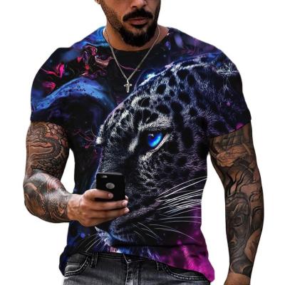 China Other Tiger Fighting Animal Beast Fierce Lion/Leopard 3D Print T-shirt Men's Short Sleeve Tops Oversized Tees Shirt Men Design Clothes for sale