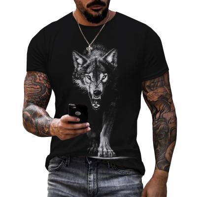 China Other Newest Summer Men's 3D Printed T-shirt Cool Black White Black White Digital T-Shirt Wolf Graphic Short Sleeve. for sale