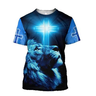 China Other Summer Men's God Religion Christ Jesus Cross 3D Print Hop Loose Short Sleeve Streetwear Vintage Oversized T-Shirts for sale