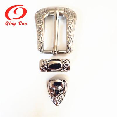 China Metal Buckle Western Cowboy Belt Buckle Three Patches Zinc Alloy Old Version Pin Buckle for sale