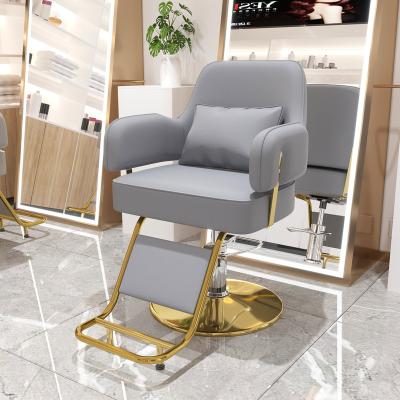 China Modern Modern Luxury Beauty And Hair Salon Furniture Reclining Hair Salon Barber Chair With Stand For Feet for sale