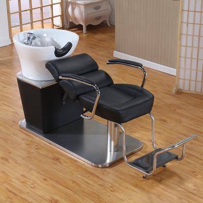 China Super Comfortable Modern Pu Leather Shampoo Basin Beauty Commercial Furniture Shampoo Salon Metal Chair for sale