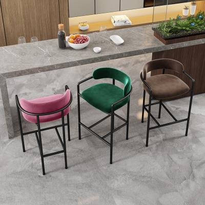 China Modern Leon Home Italian Minimalist Style High Quality Luxury Design Velvet Backed Barstools For Home for sale