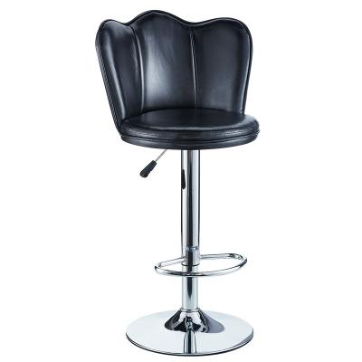 China Modern Modern Cheap Adjustable Backrest Black Leather Office Swivel Stool Chair for sale