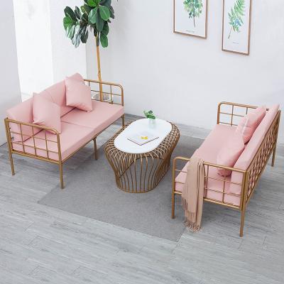 China Modern Hot Selling New Style Pink Nail Sofa Chair Elegant Manicure Table For Nail Salon Furniture Set for sale