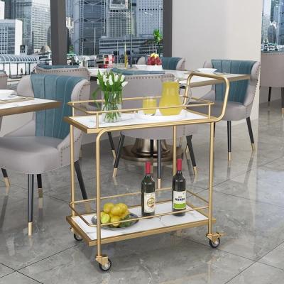 China Modern Oem Nordic Tea Trolley Metal Light Luxury Restaurant Food Serving Trolley Metal Trolley Cart for sale