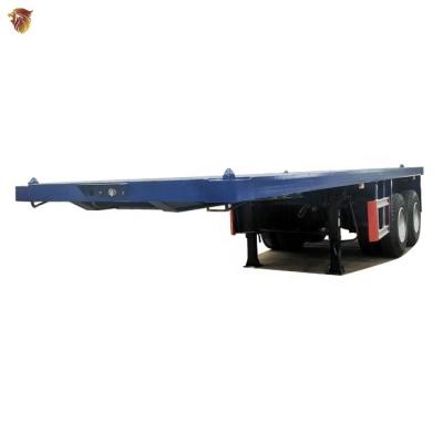 China Truck Trailer 2 Axle 3 Axle 3 Axle Container Semi Trailer Chassis Flat Bed Trailer For Sale for sale