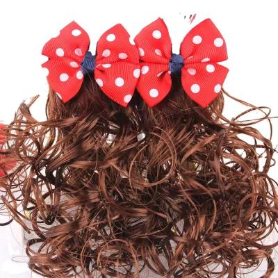 China Luxury Elegant Red Green Christmas Kids Hair Accessories Christmas Ribbon Hair Bow Hairbows for sale