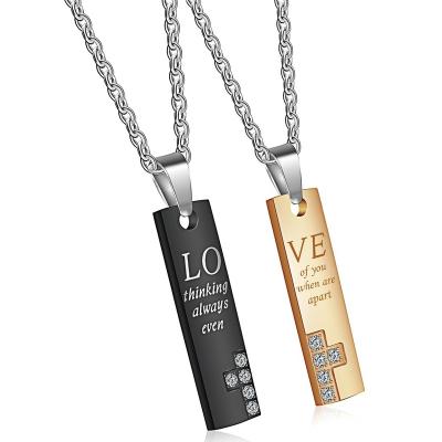 China CLASSIC Stainless Steel Couple Necklaces Extended Cross Necklace Gold Valentine Day Gift Jewelry Black Titanium for sale