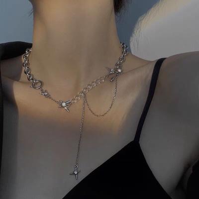 China CLASSIC High Quality Spicy Silver Hip Hop Water Drop Star Stainless Steel Pendant Choker Women Necklace for sale