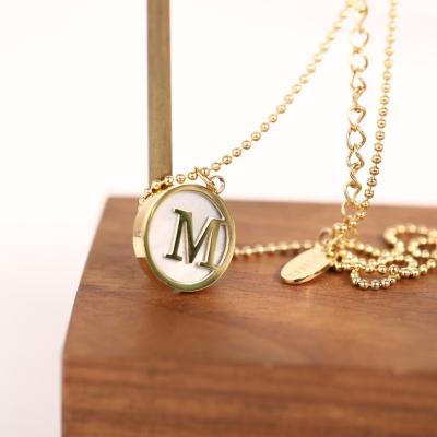 China Wholesale TRENDY Letter M Chain Stainless Steel Necklace Shell Pendant Paper Clip Choker Simple Design for sale