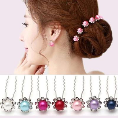 China Iron Bride Braided Flower Hairpin Insert Drill Pin Girls Braided Hair Decoration for sale