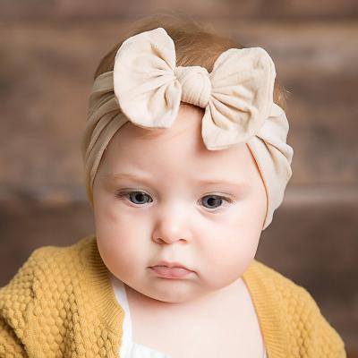 China Hot Selling Nylon Comfortable Bowknot Baby Hair Accessories Princess Hair Band Baby Decoration Headband for sale