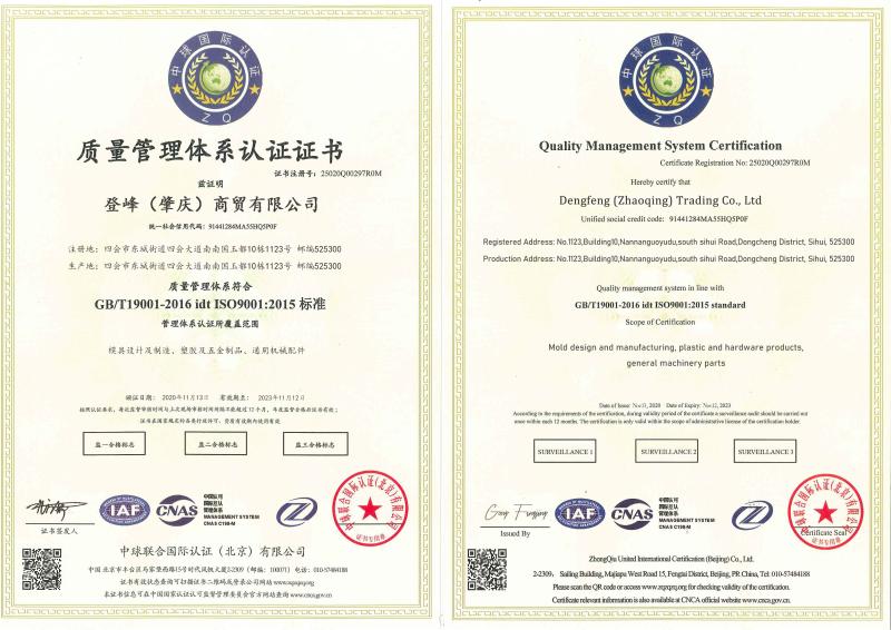 ISO9001 - Dengfeng (Zhaoqing) Trading Co., Ltd.