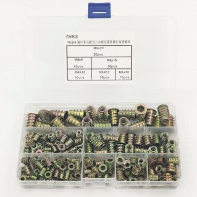 China High Quality Furniture Fittings 165 Pcs For Furniture Zinc Alloy Screws Insert Nuts For Furniture Wood Fittings for sale