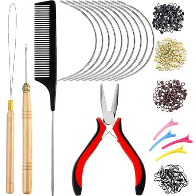 China For Hot Selling Hair Amazon Hair Extension Microlink Kit Pliers Pulling Hook Bead Device Tool Kits With Logo for sale