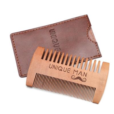 China Comfortable IN STOCK Fine Coarse Teeth Anti Small Static Custom Wooden Mustaches Comb Men's Beard Pocket Comb for sale