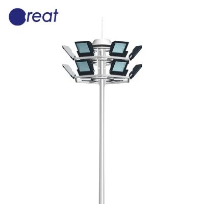 China Theme Park 45M Height Galvanized Steel Polygonal Led High Mast Light Pole Pole Light Pole With Led Lamps for sale