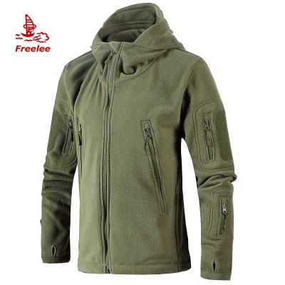 China Breathable OEM Wholesale Custom Outdoor Rise Army Hooded Fleece Hunting Jacket for sale