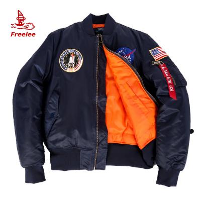 China Wholesale Thick Winter QUICK DRY Apollo Patched Navy Mens NASA Bomber Flight Jacket for sale