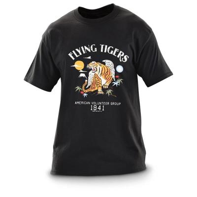 China Men's Streetwear 2021 Flying Tigers 1941 Oversized Vintage T-shirt Anti Shrink Graphic 100% Cotton T-Shirts Printed Black Shirt for sale