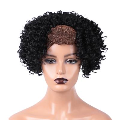 China Cheap Curly Attached Curly Hair Wholesale Curly Adjustable Handle Full Hair For White Color Women Brown Syntehtic Headband Wig for sale