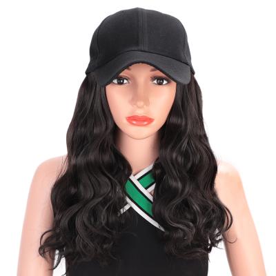 China Wholesale Wavy Curly Brown Long Wave Wig Baseball Cap Wig Wavy Wave Extensions Women Color Hair Wavy Curly Wig Caps for sale