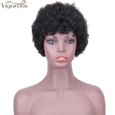 China Sturdy Good Quality Curly Hair Short Raw Wig Fluffy Curly Short Fluffy Curly Wigs For African American Women for sale