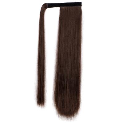 China Glueless Silky Straight Natural Fiber Wholesale Long Straight Synthetic Ponytail Clip In Hand Tied Hair Weft Extension for sale