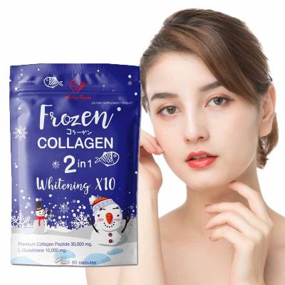 China Beauty Products Detox Frozen Collagen Whitening Capsule Custom Pills 2 In 1 Herbal Anti Aging Supplements Collagen Skin Whitening Capsules for sale