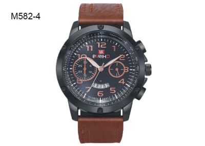 China BARIHO Leather Band Men's Quartz Watch Chronograph Date Wristwatch M582 for sale