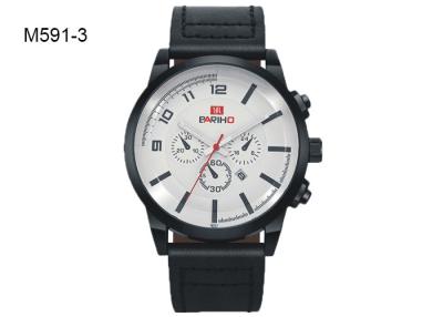 China BARIHO Minimalist Analog Men's Quartz Watch Chronograph Leather Wristwatch M591 for sale