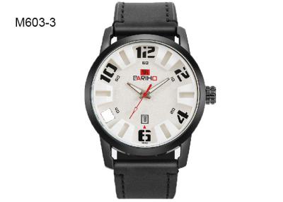 China Analog Display Date Men's Quartz Watch Casual Waterproof Leather Strap M603 for sale