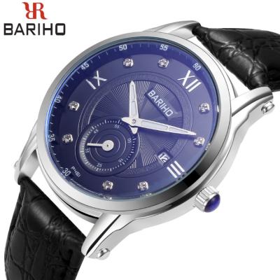 China BARIHO Men's Quartz Watch 30M Waterproof Genuine Leather Band 461-61A for sale