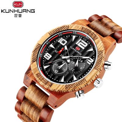 China Man Black Dial Zebra Wooden Quartz Watch Luminous Water Proof 1016-2 for sale