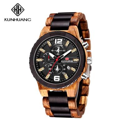 China Man Black Dial Wooden Quartz Watch Business Wristwatch Water Proof 1019-1 for sale