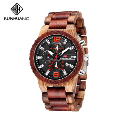 China Man Black Dial Wooden Quartz Watch Business Wristwatch Water Proof 1019-2 for sale