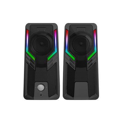 China No 2.0 Mini Laptop Creative 2.0 Full Range Stereo Sound RGB LED Loud High Fidelity Portable Speaker PC Gaming Speaker for sale