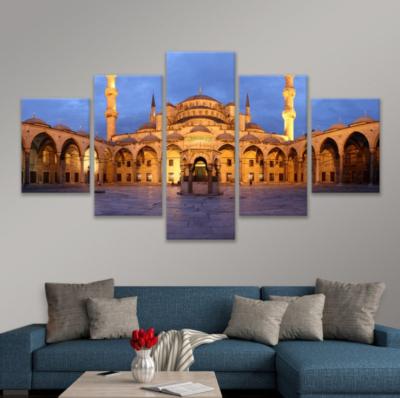 China Wall Art Door Decorations Home Wall Decor Allah Paintings Islamic Gold Luxury Eco-friendly Canvas Painting for sale