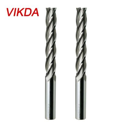 China Vikda HIGH SPEED STEEL HSS extra-long-edged high quality Co8 threaded 4 flute countersink cutter, CNC tool for aluminum and flat bottom end mill en venta