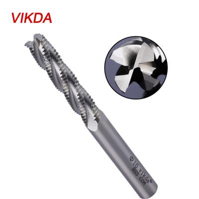 China Vikda CNC Long Life HSS Co 4-6 Flute Milling Rough Helical Milling Cutter For Deburring And Opening Milling Rough Set Tooth à venda