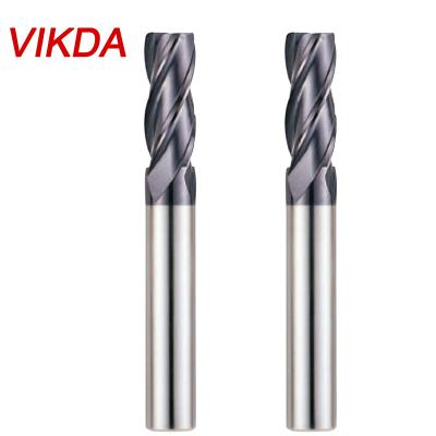 中国 Cemented Carbide Vikda 4 Flute Coating Long Flute Fillet Radius Solid Carbide End Mill for HRC60 Milling Machine CNC Tool Milling Cutter 販売のため