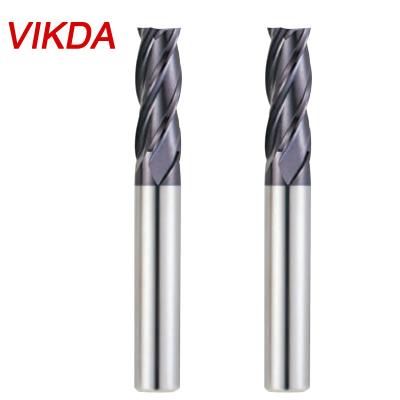 중국 Cemented Carbide Vikda CNC Machine Tool 4 Edge Coated Solid Carbide Milling Cutter HRC60 Cut Cutting Tool Long Edge End Mill 판매용