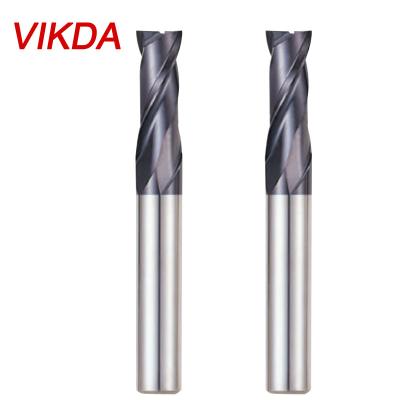 Chine Cemented Solid Carbide Vikda HRC60 Milling Cutter Milling Machine CNC Coated Long Blade Grooving Flat Bottom 2-Flute End Mill à vendre