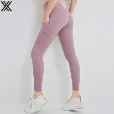 China High Waisted Gym Antibacterial Butt Yoga Fitness Seamless Leggings Crac! crack! with pockets for sale