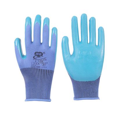 China Polycotton Liner Non-slip Knitted Latex Rubber Coated Industrial Glove for sale