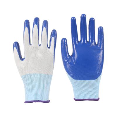 China Cheap High Quality Nylon Slip-Resistance Latex Wear Resistant Oil Resistant Nitrile Gloves for sale