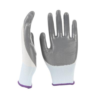 China Slip-Resistance Industrial Construction Protection Hand Work Blue Nitrile Gloves Nitrile Foam Gloves for sale