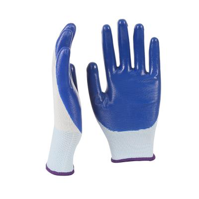 China Slip-resistance double coated latex canvas work nitrile coated gloves for work construction for sale