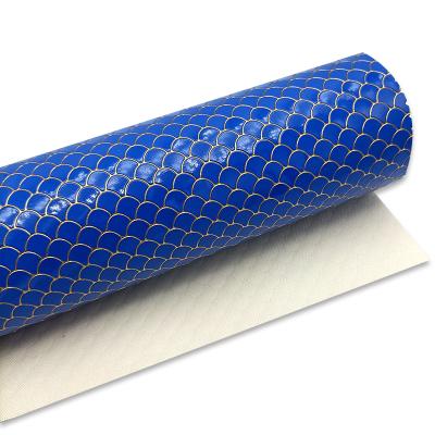 China Anti-rust Fish Scale Design PU Faux Fabric Synthetic Leather Materials For Making Shoe/Garment/Decorative Upper for sale